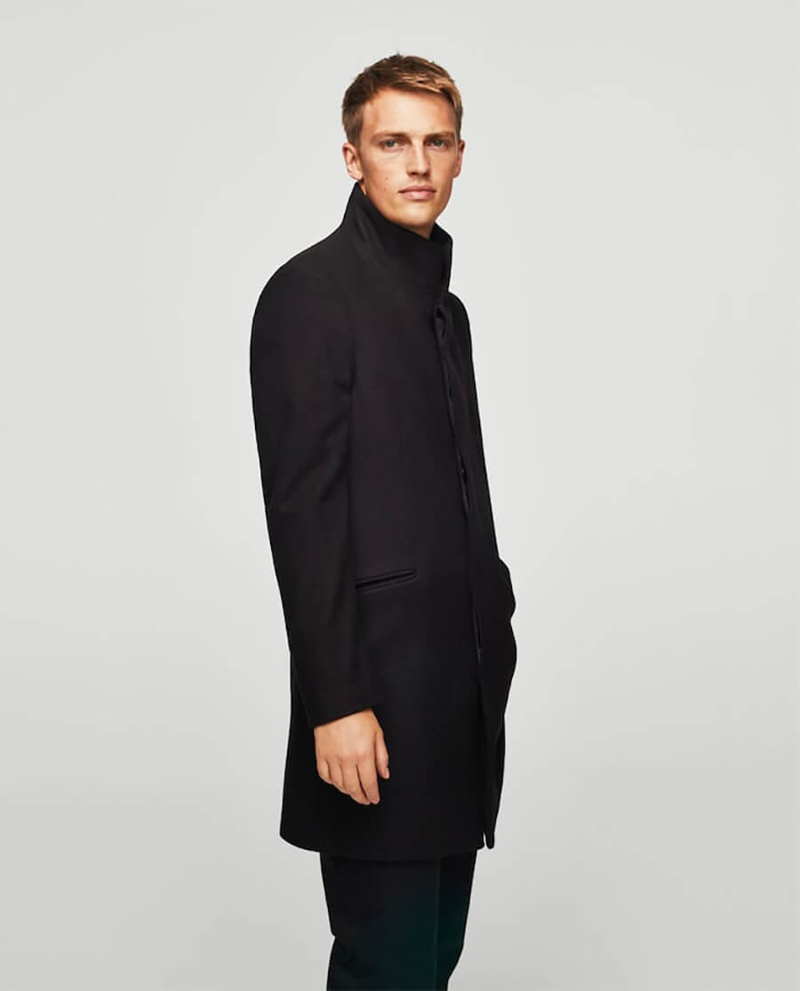 Double-breasted wool coat